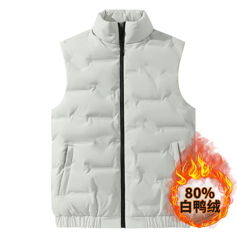 80 Eendendons Live Gebarsten Donsjack Groot Gilet Heren En Dames Herfst En Winter Warm Vest Mouwloos Short-Cut Dunne Jas