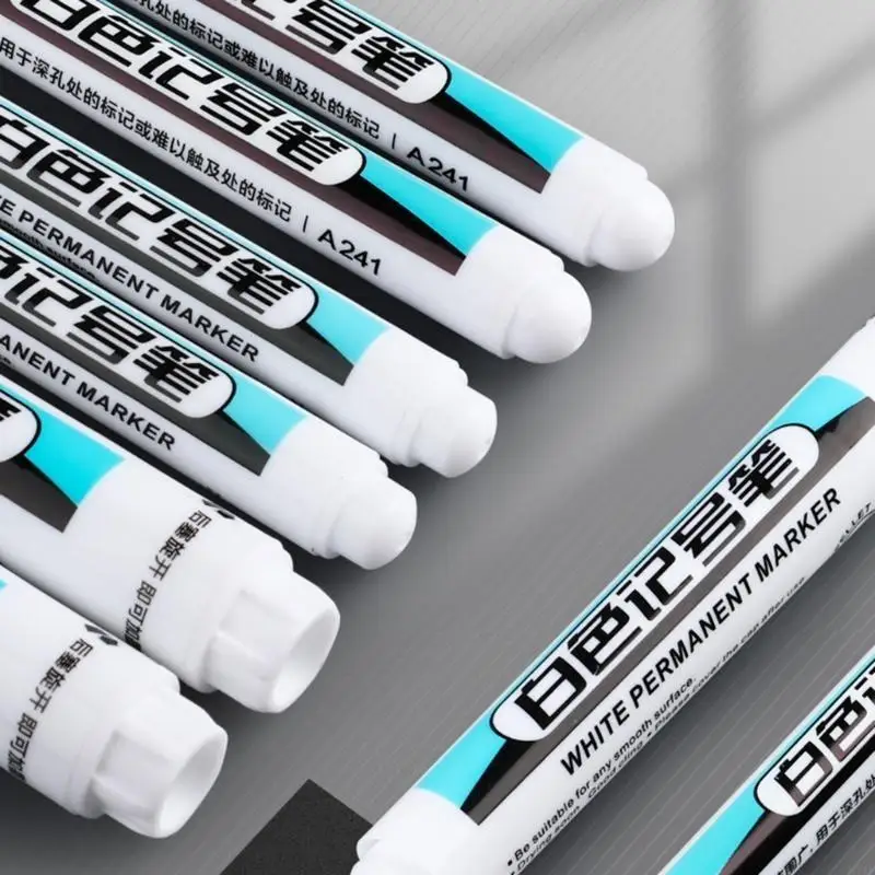 H7JF 4 piezas Marcadores a base aceite Pen marcadores nariz larga nariz secado rápido marcadores blancos para