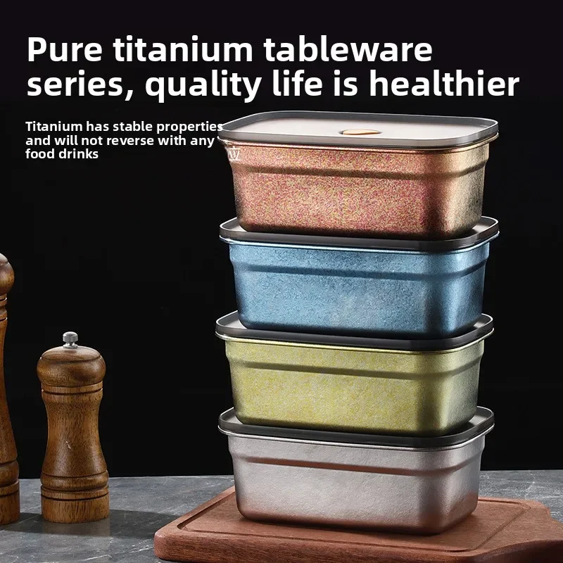 

Pure titanium lunch box, fresh-keeping box, sealed box, f with lid, microwave heating for camping, special for camping storage