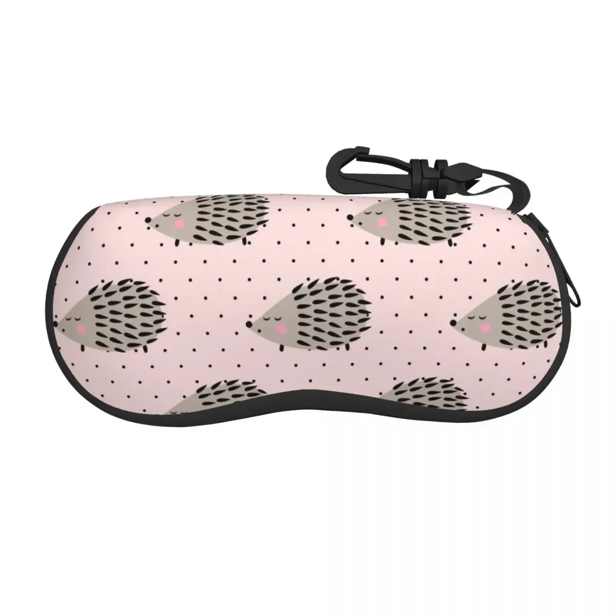 Portable Eyewear Case Cover Hedgehog Pattern Pink Sunglasses Soft Glasses Box With Lanyard Zipper Eyeglass Protector