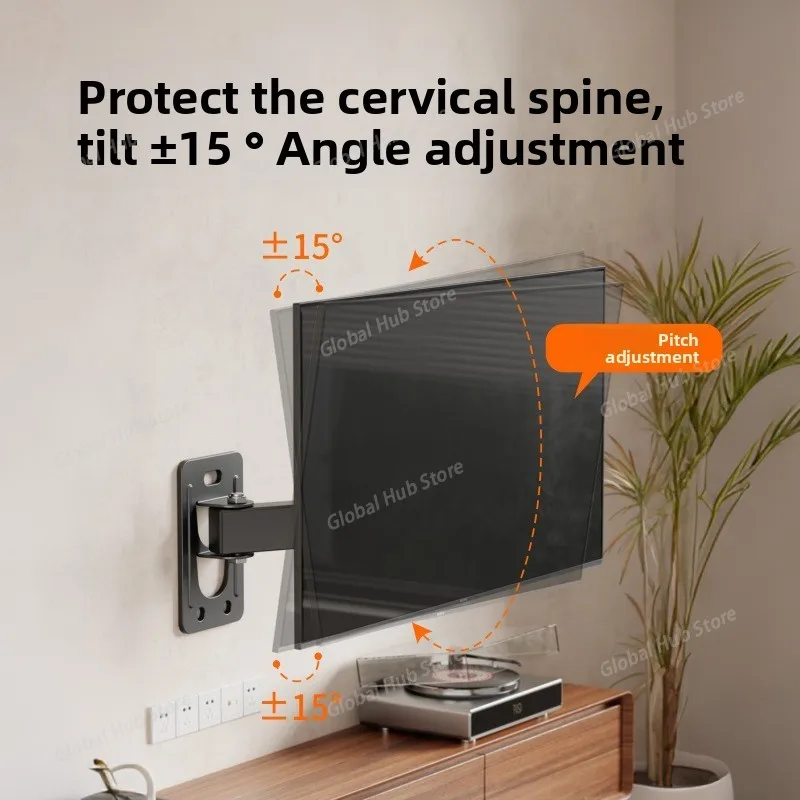 Full Motion TV Monitor Wall Mount Bracket Articulating Arms Swivel Tilt Extension Rotation for Most 10-32 Inch Flat Curved TVs