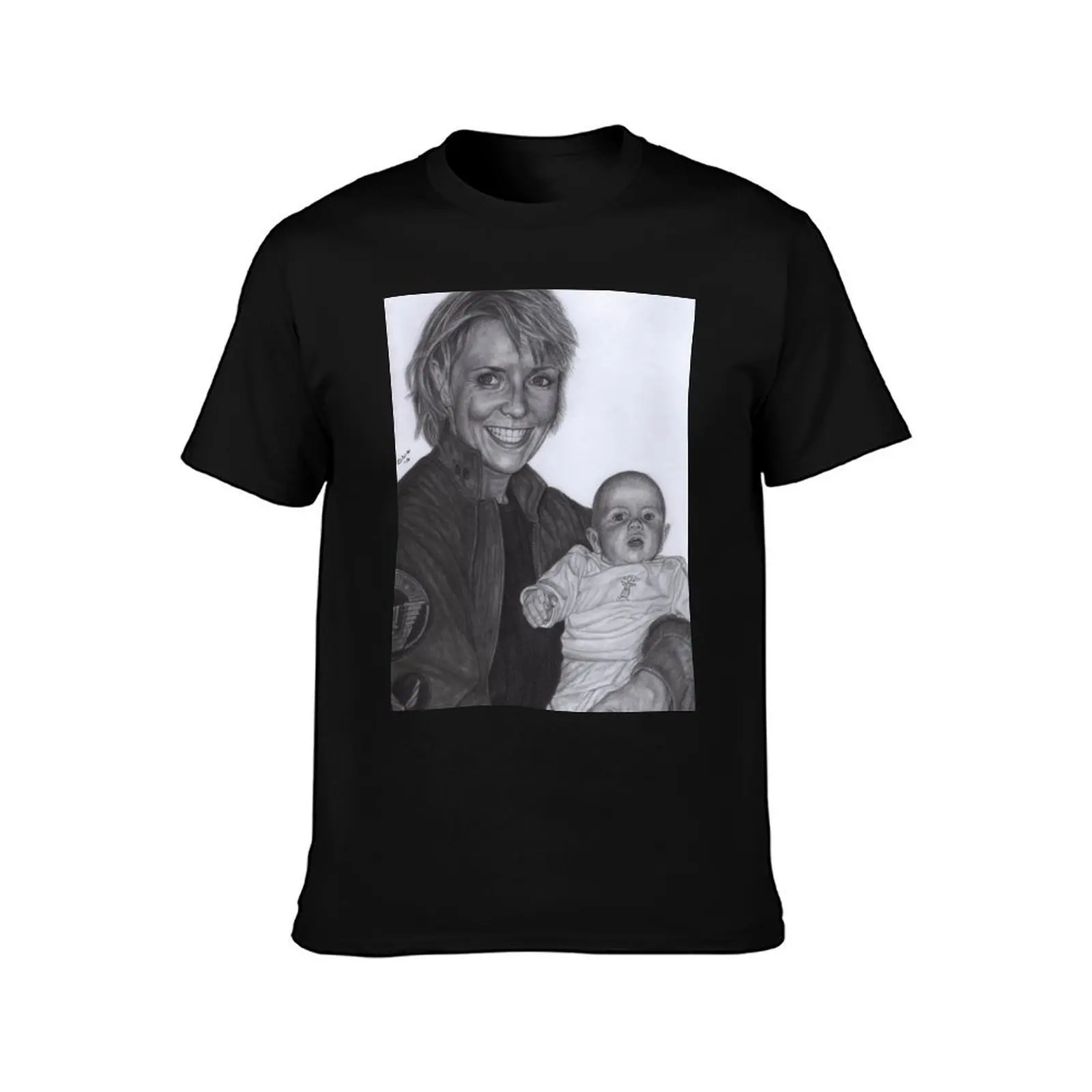 Amanda Tapping and baby Olivia T-Shirt man t shirt cotton T-Shirt
