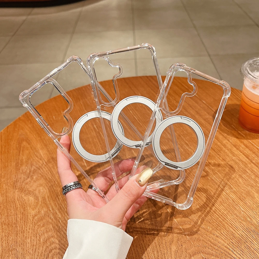 360 ° Drehbarer Ständer für MagSafe Clear Case für Samsung Galaxy A34 A54 A05 A05S A15 A35 A55 A06 Magnetische Halterung Sturzsichere Hülle – Detail 4
