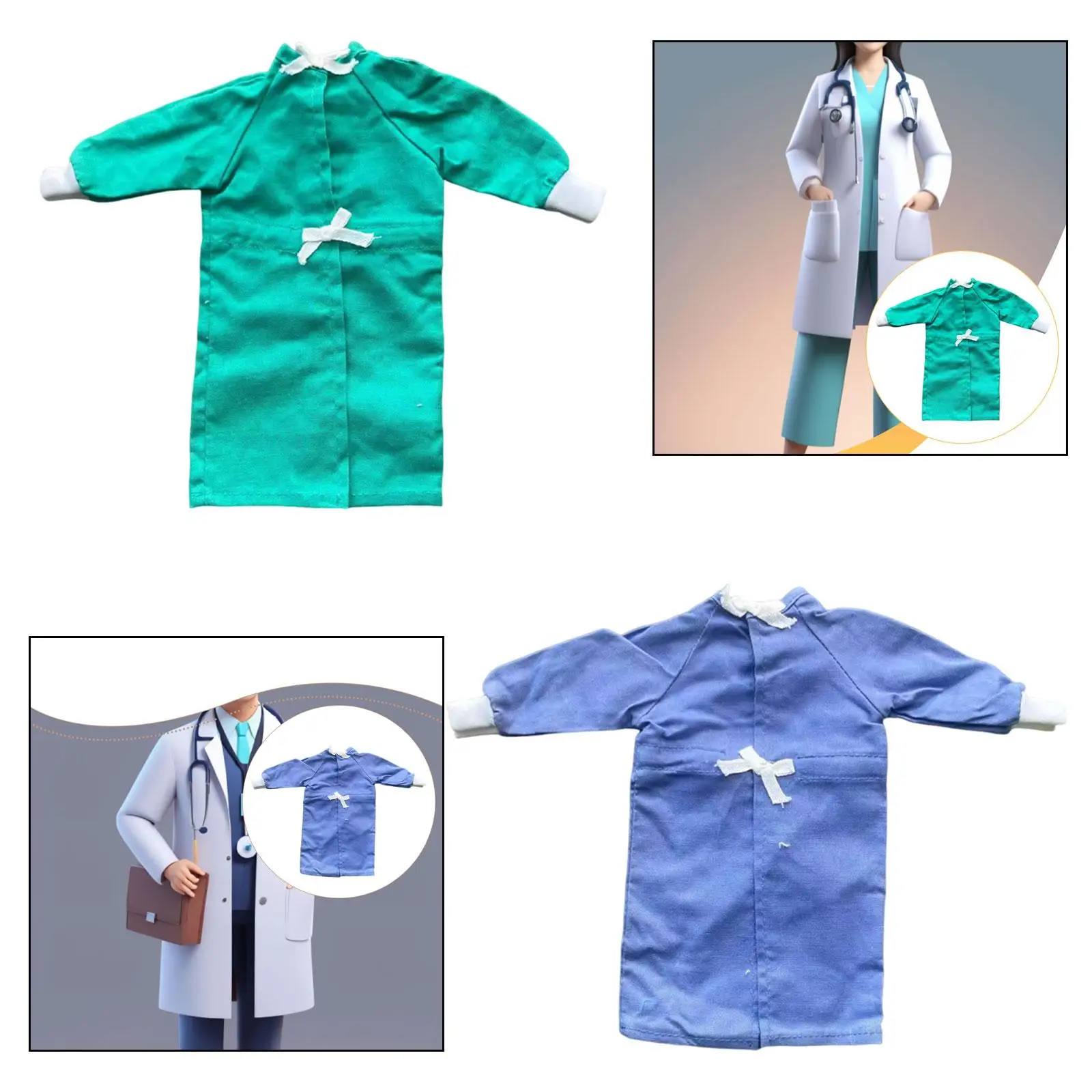 

1/6 Figure Surgery Coat Model Uniform Realistic Doll Decor Gown Jacket Miniature for Pretend Play