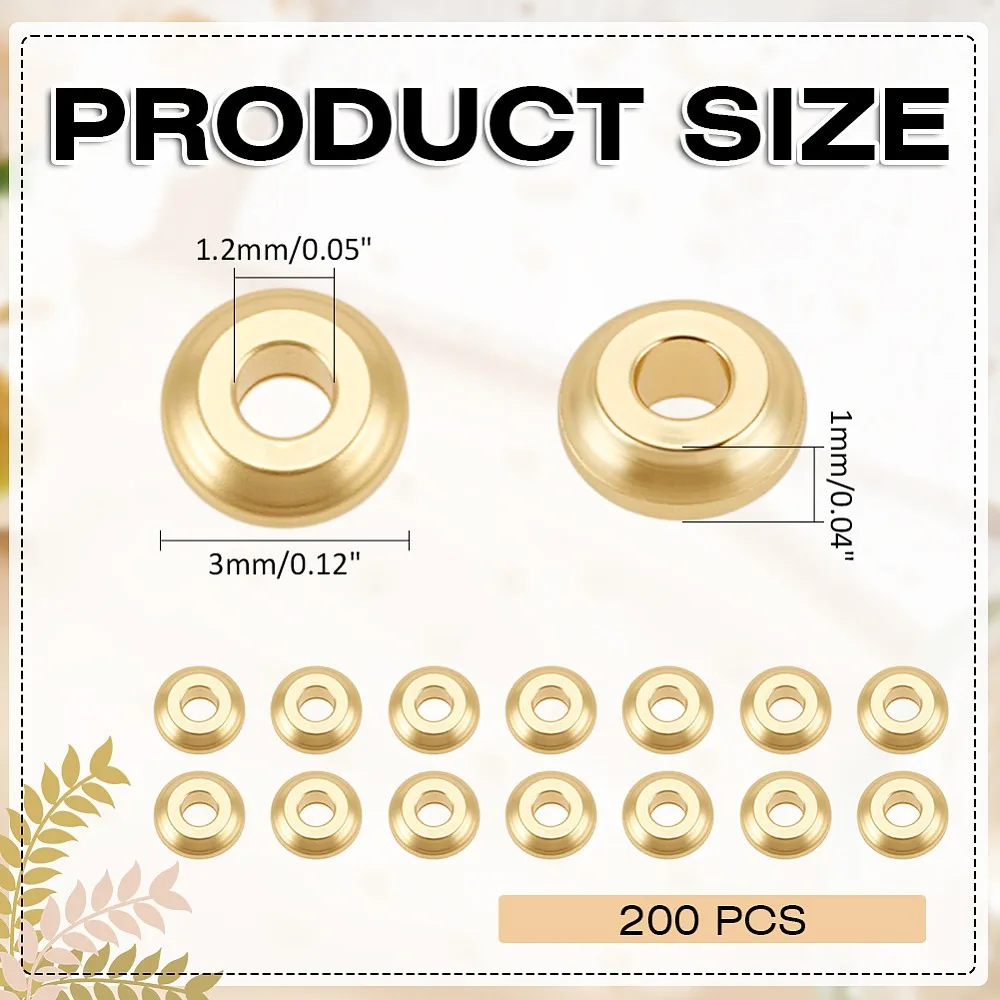 200Pcs Brass Beads Cadmium Free Lead Free Long-Lasting Plated Disc Real 18K Gold Plated 3x1mm Hole: 1.2mm 200pcs/set