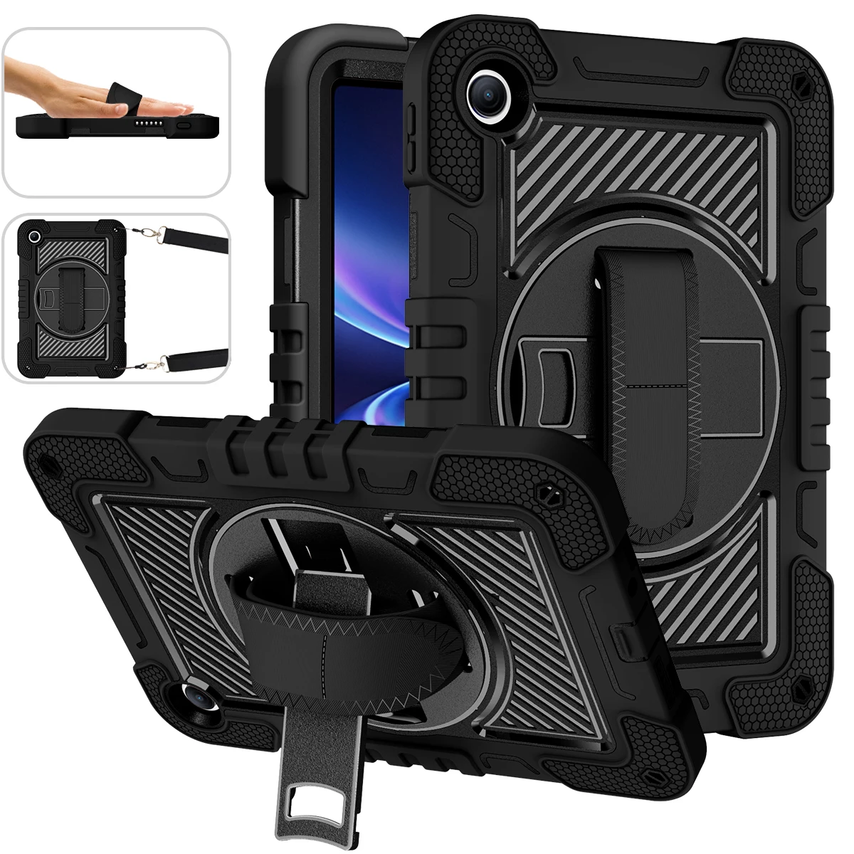 

Tough Cover Hand Strap Shoulder Strap 360 Rotatable Kickstand Protective Case for Redmi Pad SE 2 case 9.7 inch
