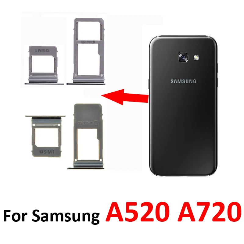 For Samsung Galaxy A5 A7 2017 A520 A520F A720 A720F Phone Housing New SIM Tray Adapter Micro SD Card Tray Holder Black Gold