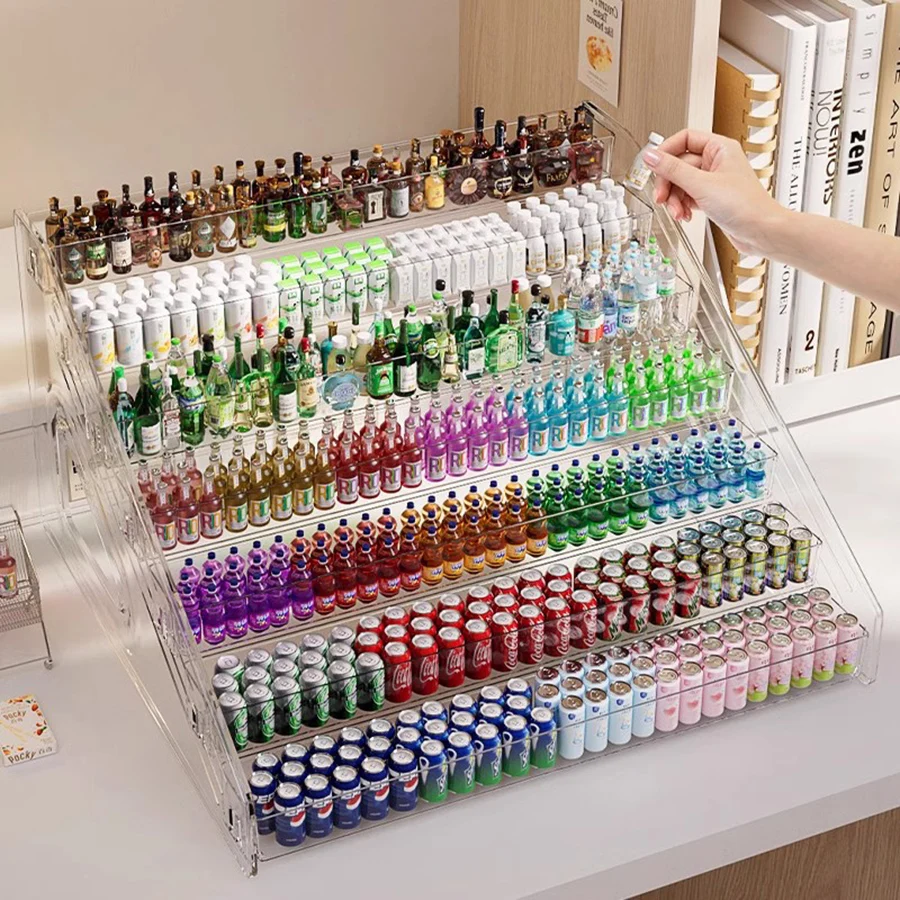 Food and Play Storage Box Element Miniature Wine Bottle Beverage Cabinet Mini Supermarket Mini Shop Model Ornament Storage Rack