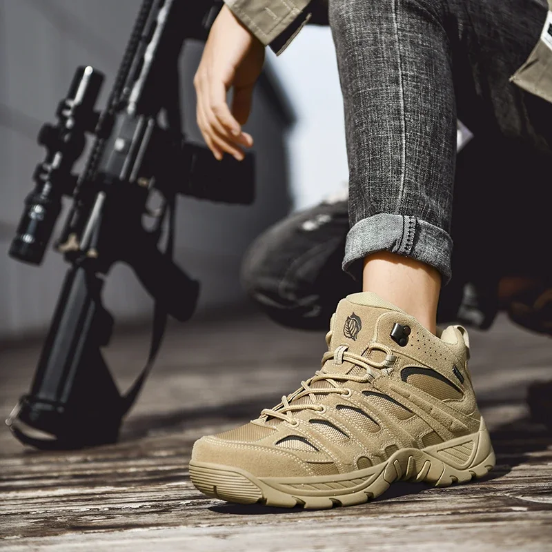 New Men's Boots Fashion Outdoor Boots Breathable Hiking Boots Autumn Shoes Sneakers Lightweight Non-slip Men Desert Ankle Boots