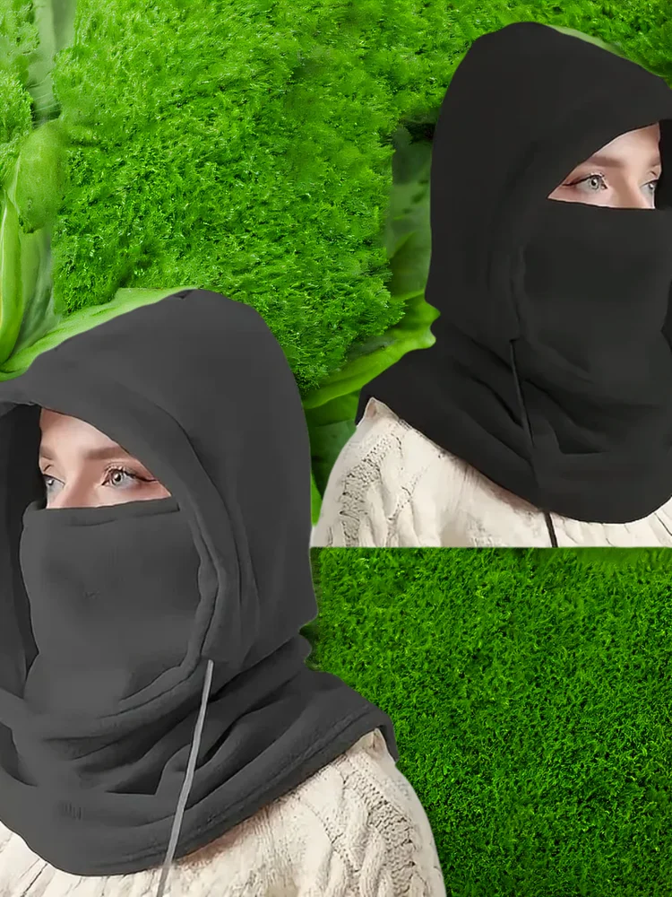 AliExpress WRELS Unisex Winter Balaclava Knit Hood - Windproof Mask with Drawstring, Motorcycle Riding Headgea Warm Knitted Cap Cold Weather