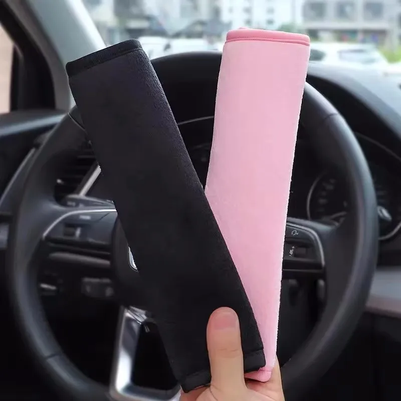 Black Pink Plush Car Seat Belt Shoulder Soft Ice Silk Universal Plush Seat Belt Protector All-Season Car Accessories image 6