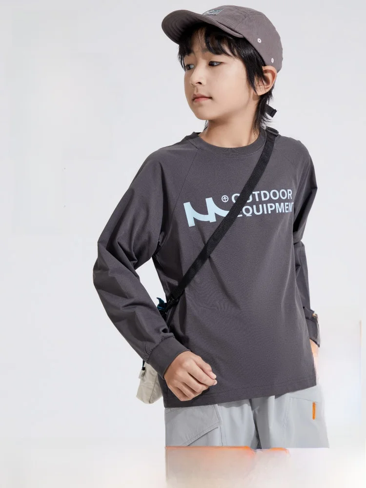 Mipo Children's Long Sleeve T-Shirt Quick Dry Outdoor Sports Hiking Breathable Shoulder Printed Casual Fit Polyester Fiber
