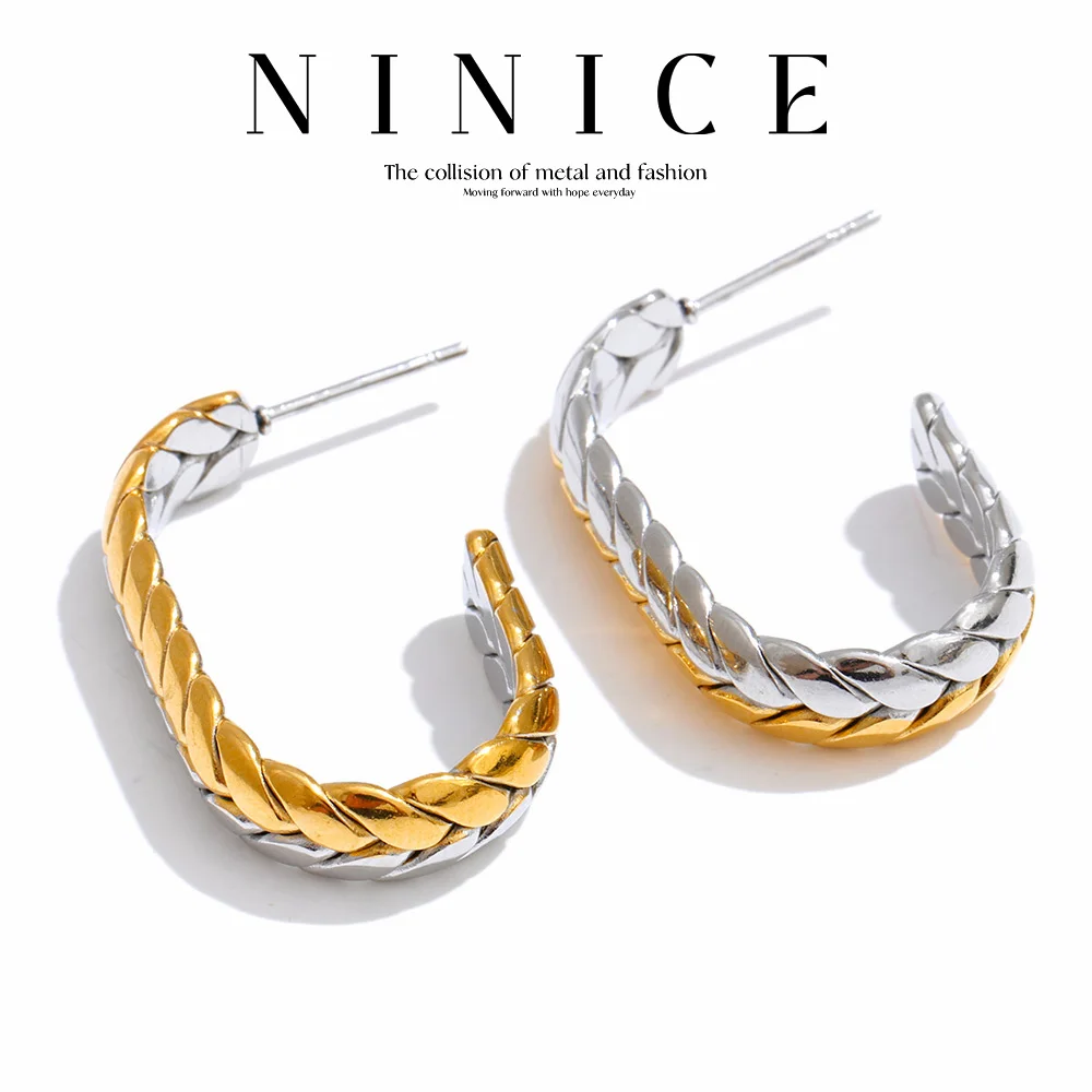 NiNice Stainless Steel Earrings Ear Fried Dough Twists Small Group Pendant Fashion Design Jewelry Gift