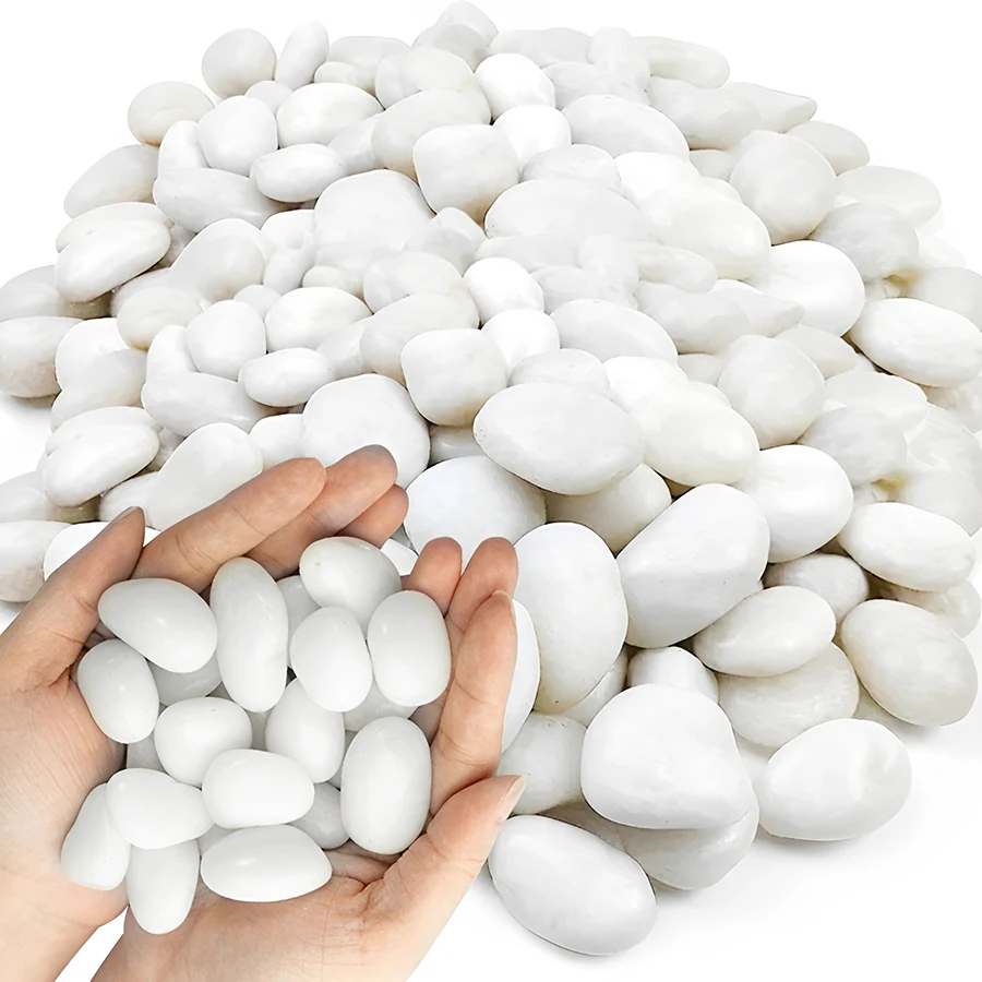 

300g White High Polished Natural Pebbles 2-3cm Courtyard Landscape Decoration Rocks Peddles Horticultural Decorative Stones