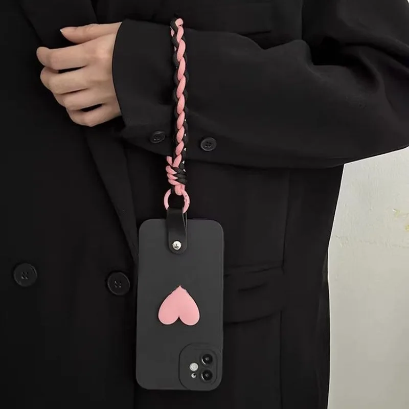Crossbody Lanyard Wrist Strap Love Heart Case for Xiaomi Redmi Note 13 12 11 10 9 8 7 11S 10S Pro Plus 4G 5G Silicone Cover image 4