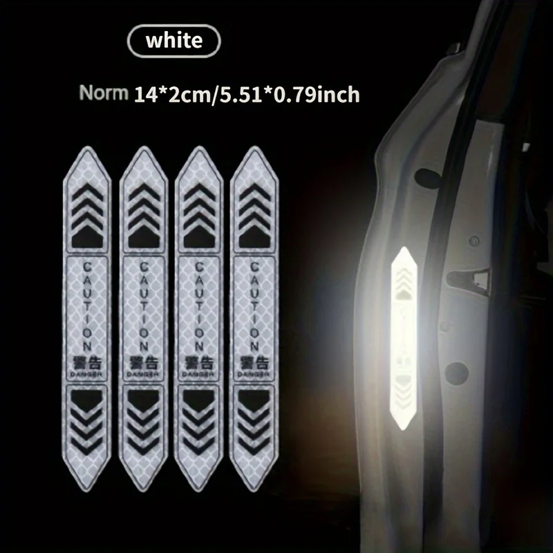 4pcs New Car Safety Warning Reflective Stickers High Brightness Reflector Car Door Opening Safety Warn Mark Sticker Decals hot