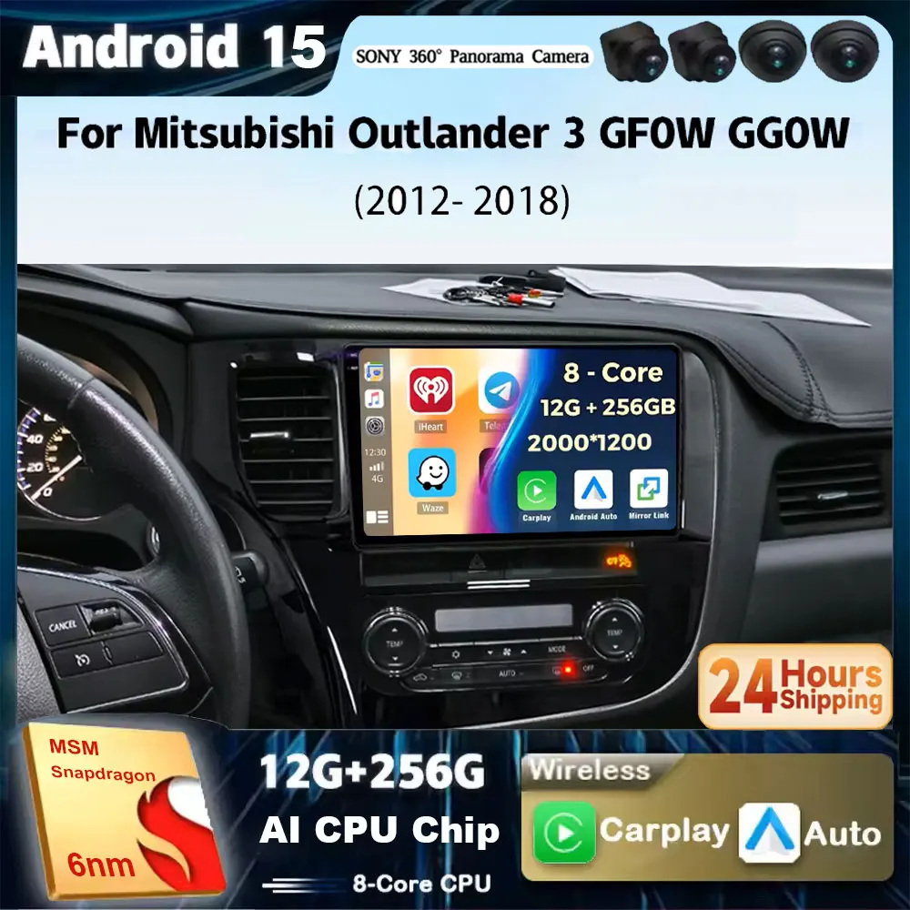 

Android 15 для Mitsubishi Outlander 3 GF0W GG0W 2012-2018 стерео автомобильный радиоприемник мультимедийный видеоплеер GPS AI Voice CarPlay