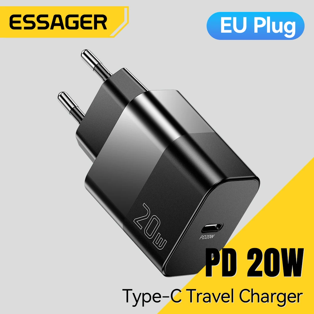 

Essager Type-C Travel Charge PD QC 3.0 Charger 20W USB Type C Fast Charger for iPhone 16 15 14 13Pro Xiaomi Huawei Phone Charger