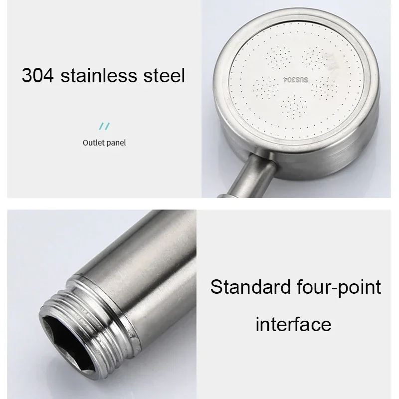 Stainless Steel Shower Head Fall resistant Durable High Pressure Showerhead for Bathroom Handheld Water Saving Shower Set