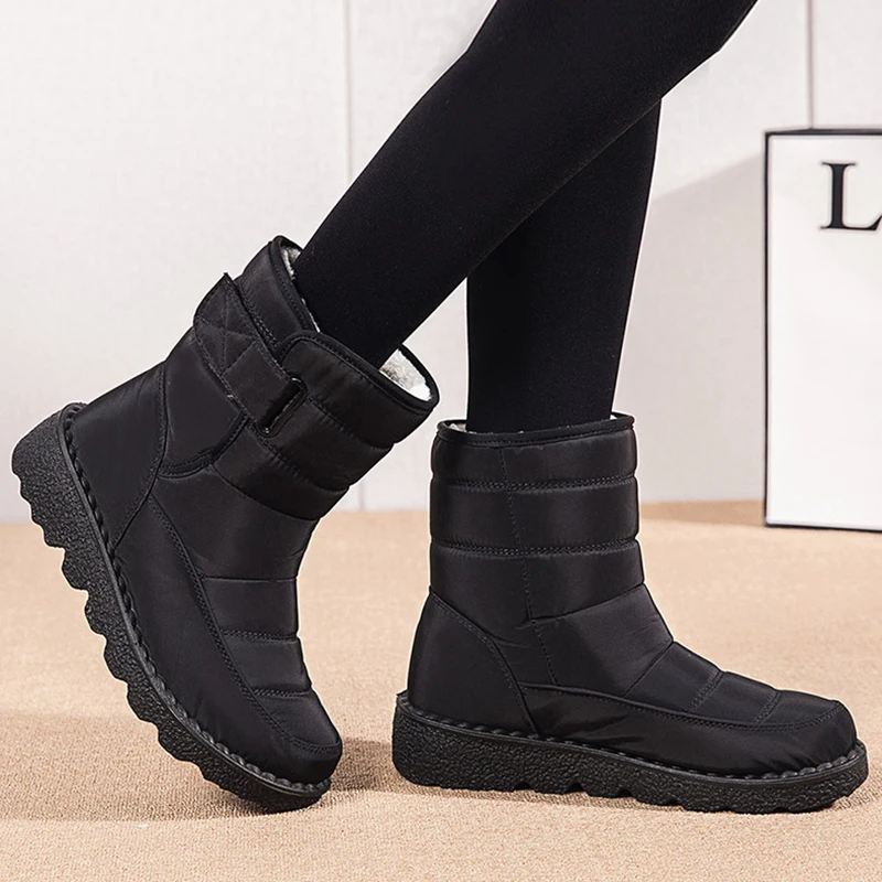 Boots Women Snow Fur Women\'s Boots Platform Women Shoes Plus Size Keep Warm Shoes Woman New Flat Botas Mujer Winter Boots