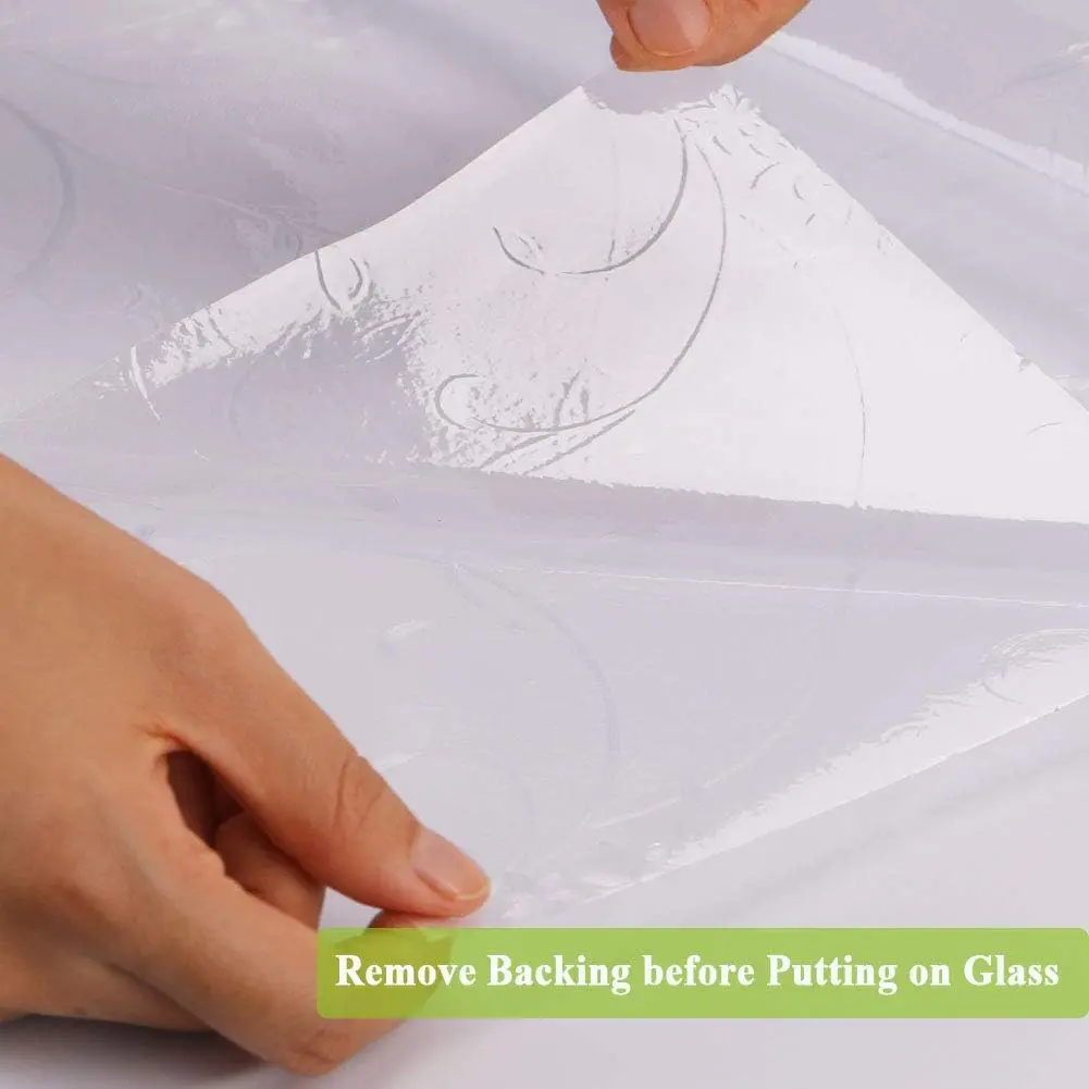 Privacy Window Film Etched Flowers Static Cling Glass Door Film Non Adhesive Heat Control Anti UV Window Cling for Home