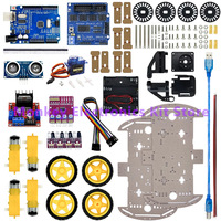 Smart Car Kit 4WD Smart Robot Car Chassis Kits Car With Speed Encoder and Battery Box Diy Electronic Kit for R3 Board