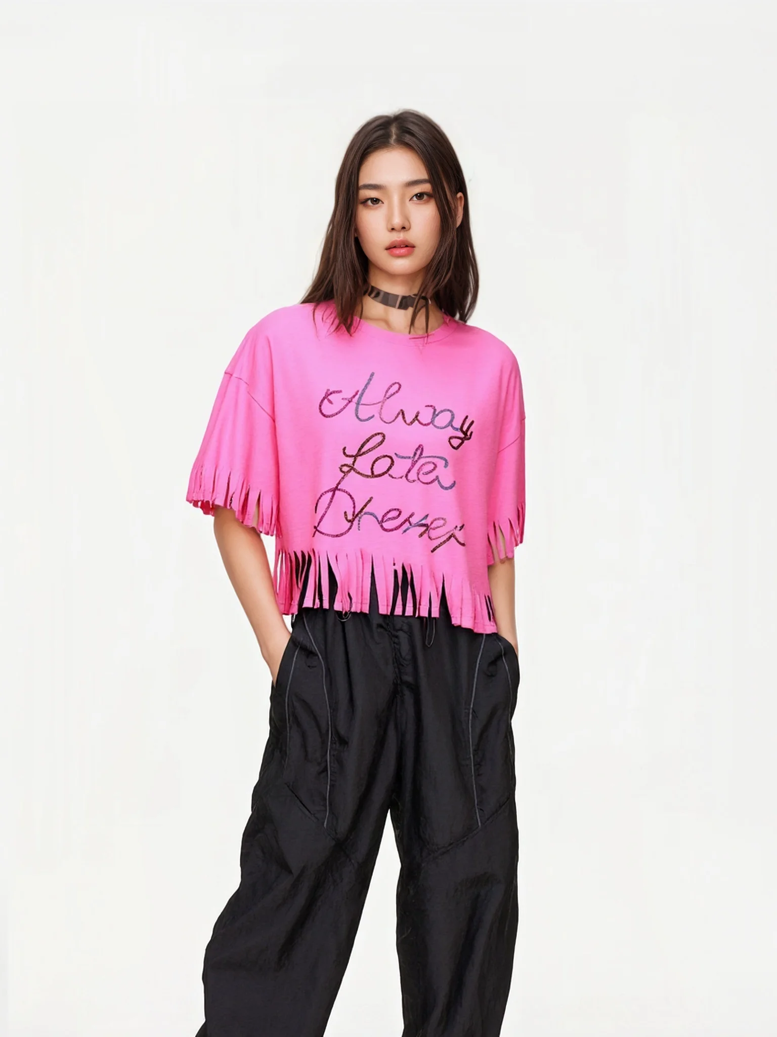 

Повседневная женская футболка с круглым вырезом и коротким рукавом, розовая, с надписью, летняя, новая, свободного кроя, хлопковая, BLOOM WORLD