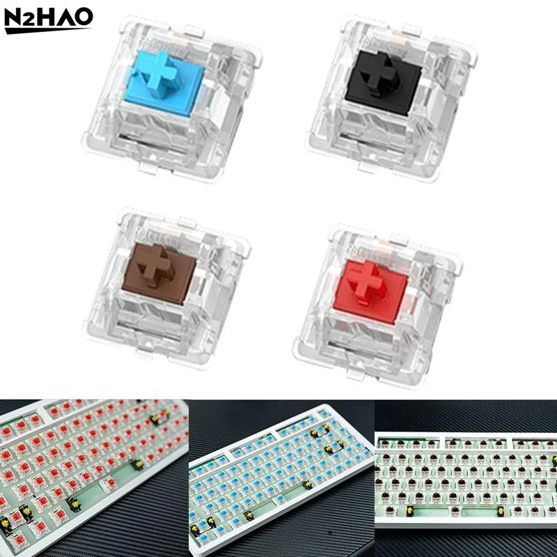 30/50/90Pcs Keyboard Switch Clicker Key Replacement 3 Pin Tactile Switch For Mechanical Keyboard Include Keycap Puller Brush