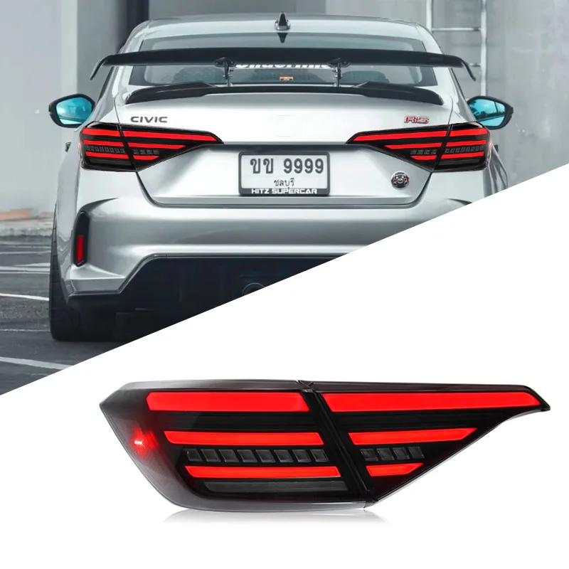 LED Tail Light Assembly for Honda 11th Gen Civic 2022 LED Light Guide Running Light & Dynamic Sequential Turn Signal