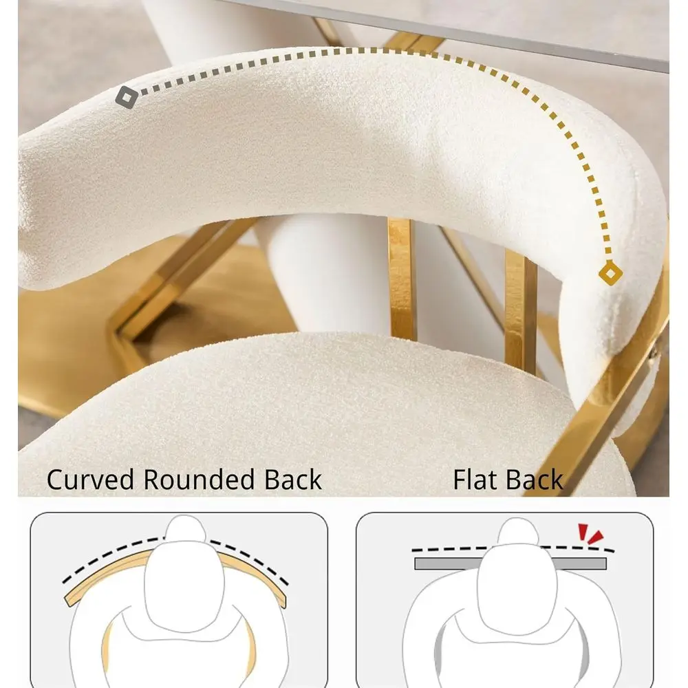 Par de cadeiras de jantar estofadas em forma de barril modernas com pernas douradas, cadeiras com detalhes brancos para cozinha e sala de estar