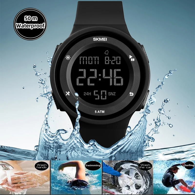 Skmei Women Dual Time Fashion Silicone Strap 50M Waterproof Led Chronograph Digital Sports Watches