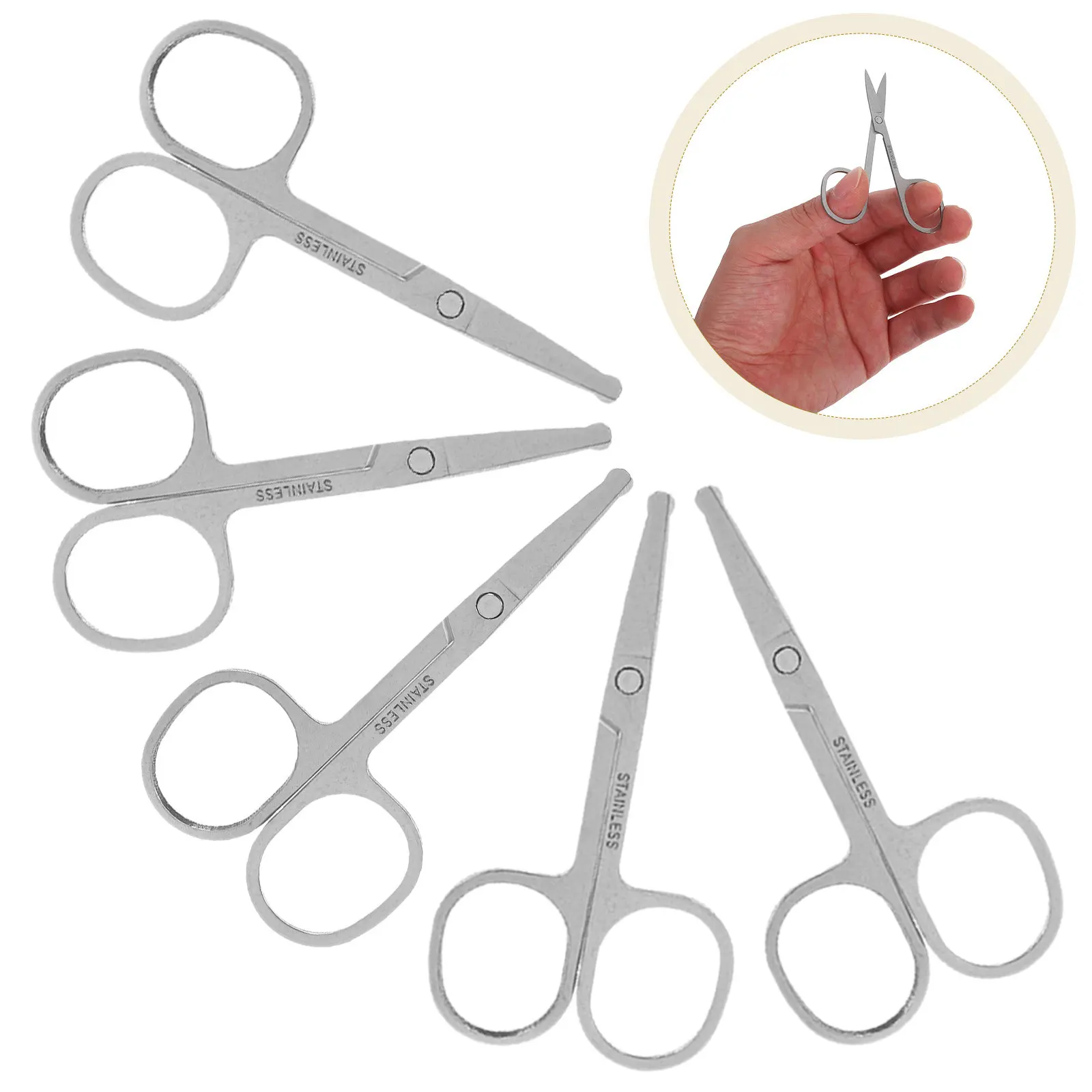 12Pcs Small Stainless Steel Scissors Laboratory Rounded Pointed Tip Precision Grooming Eyebrow Nose Facial Hair Trimming Tools