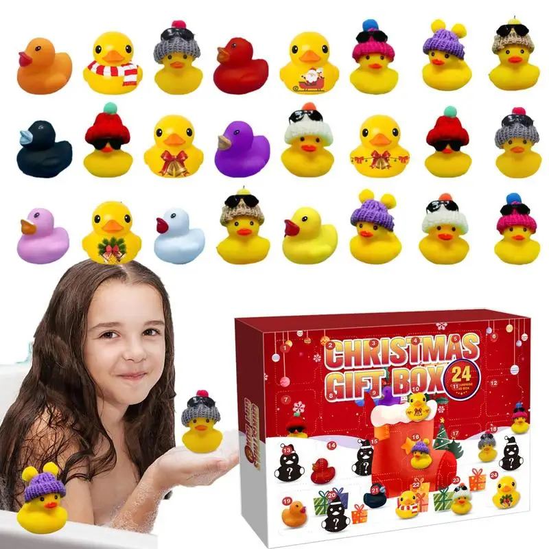 24 Days Countdown Christmas Advent Calendar Set Funny Ducks Bath Toy for Kids Animals Advent Calendar Christmas Xmas Gifts