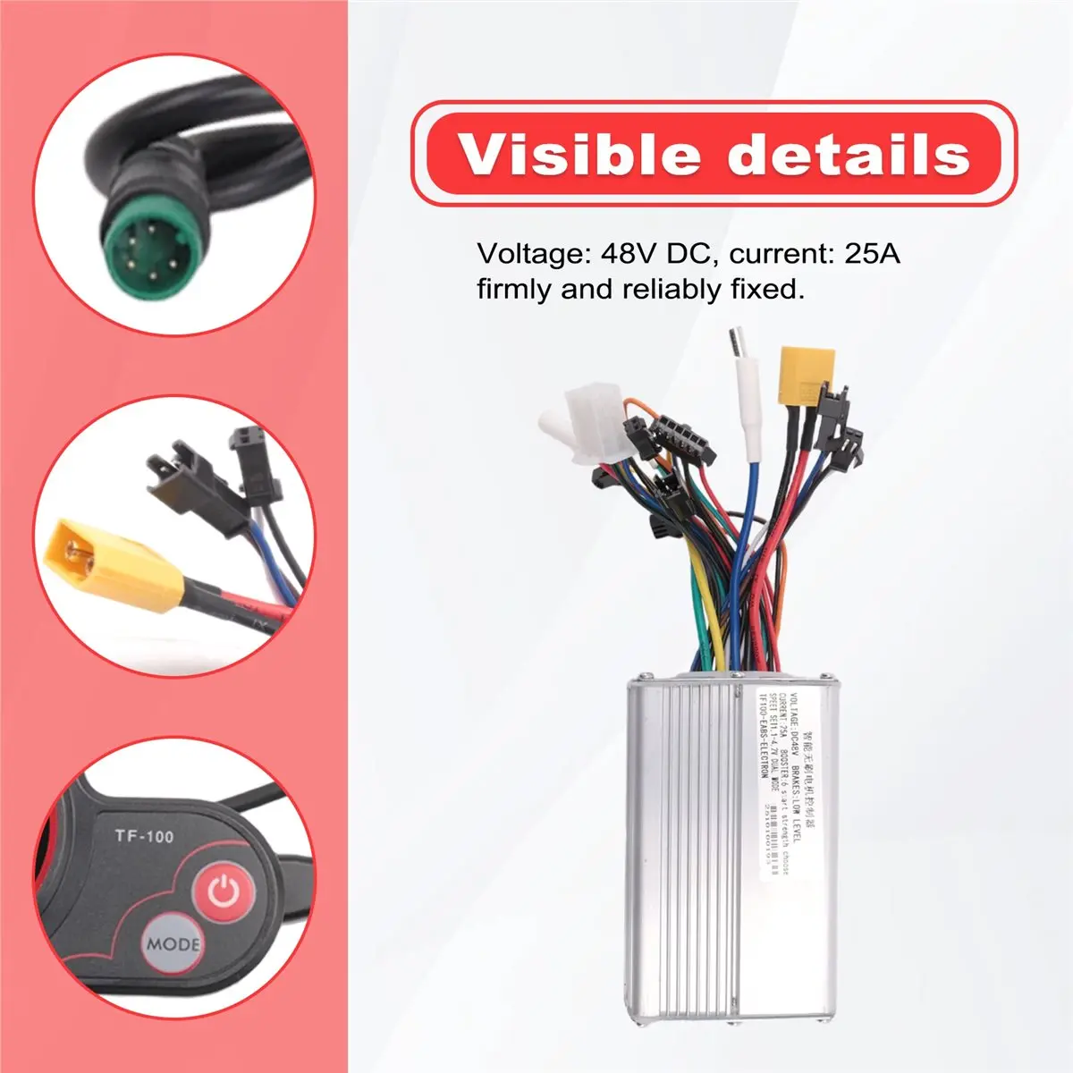 

X07A 48V 25A Electric Scooter Controller Dashboard Kit with TF-100 Display+Switch Button for KUGOO M4 Electric Scooter Parts