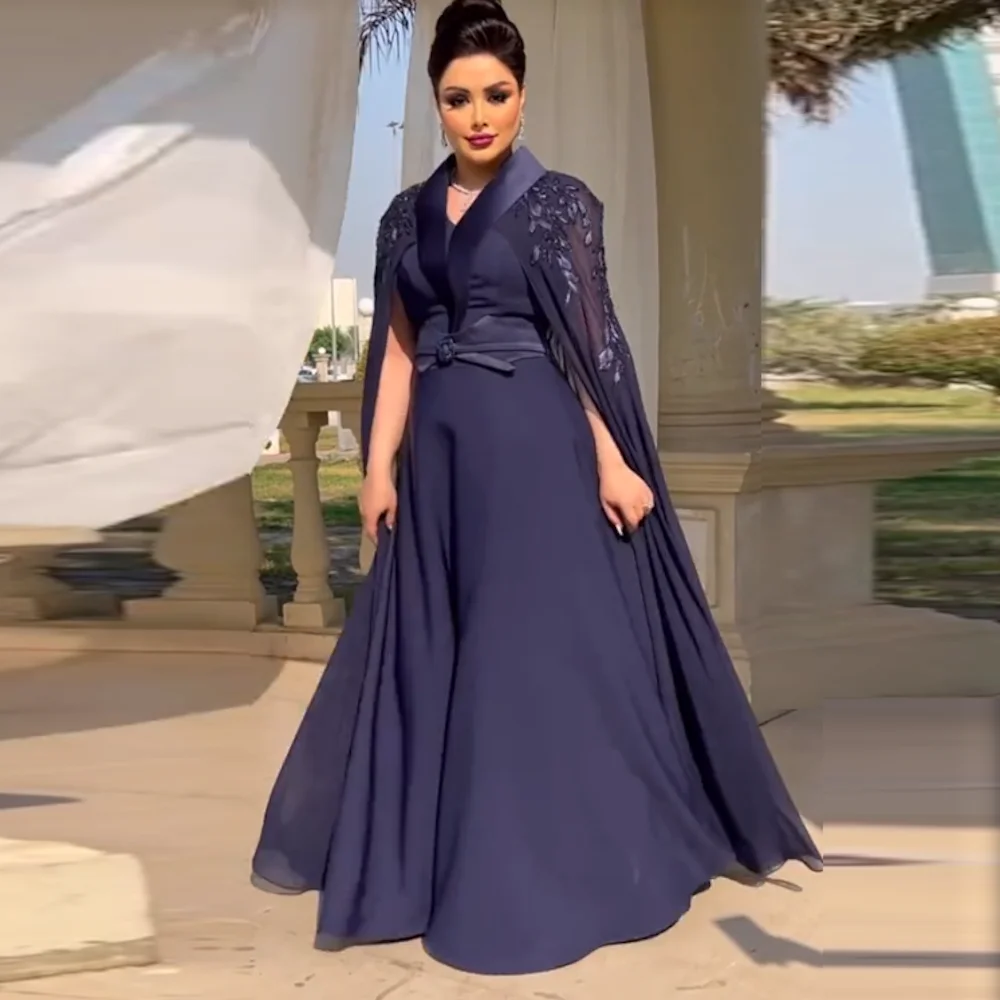 ROSELLA Fashion V-neck A-line Floor Length Embroidery Sleeveless Sash Sweep Train Women Evening Dress Prom Gown New 2023