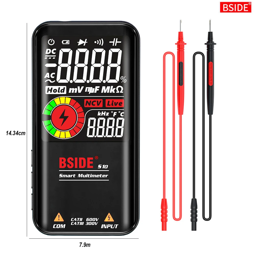 BSIDE มัลติมิเตอร์แบบดิจิตอล S11 S20 Profesional Multimetro สมาร์ท DC AC แรงดันไฟฟ้าตัวเก็บประจุโอห์มไดโอด NCV Hz EMF Tester Detector