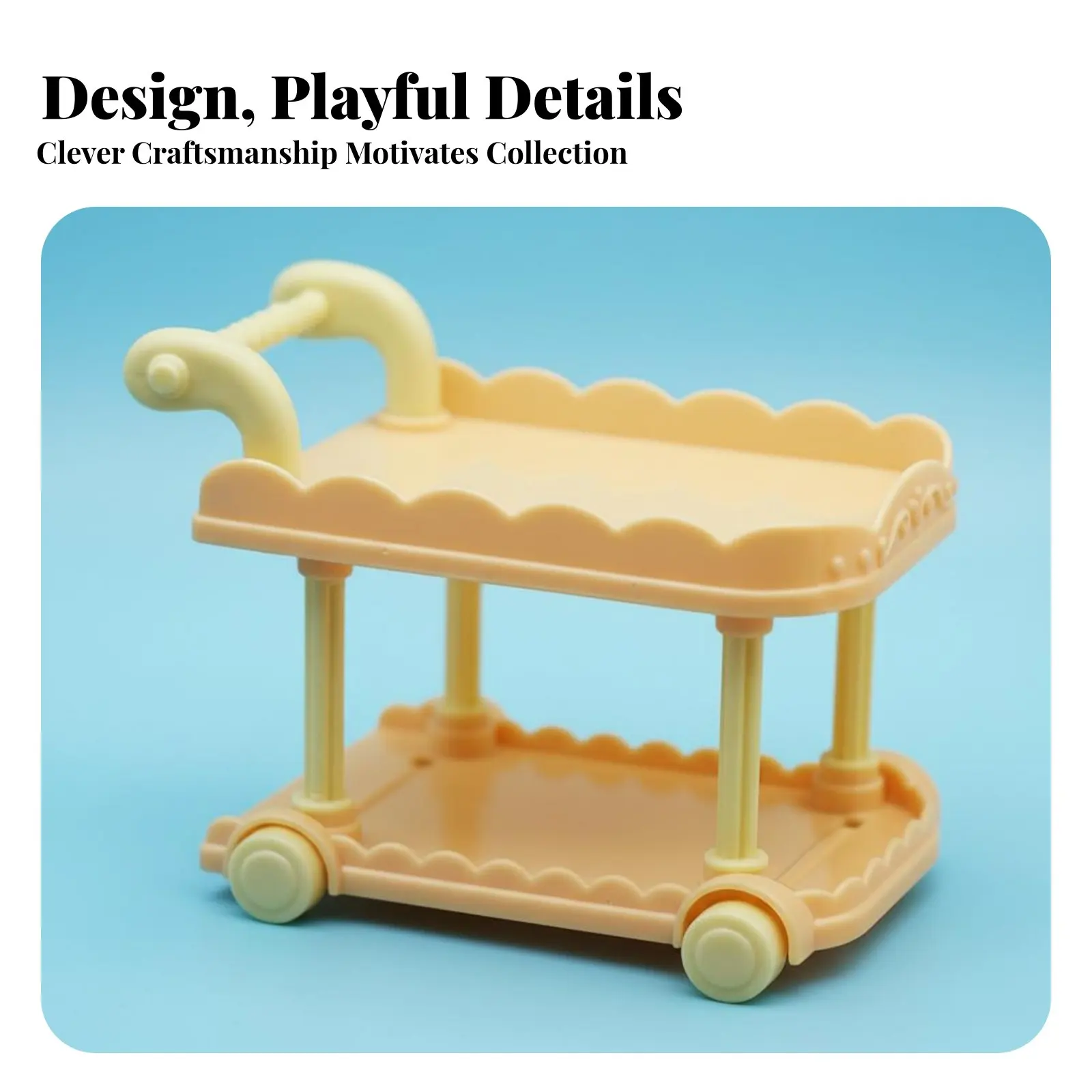 Dollhouse Food Trolley Cute Design 1:12 Scale Serving Cart Miniature Dining Cart Realistic Features Toy Kitchen Trolley