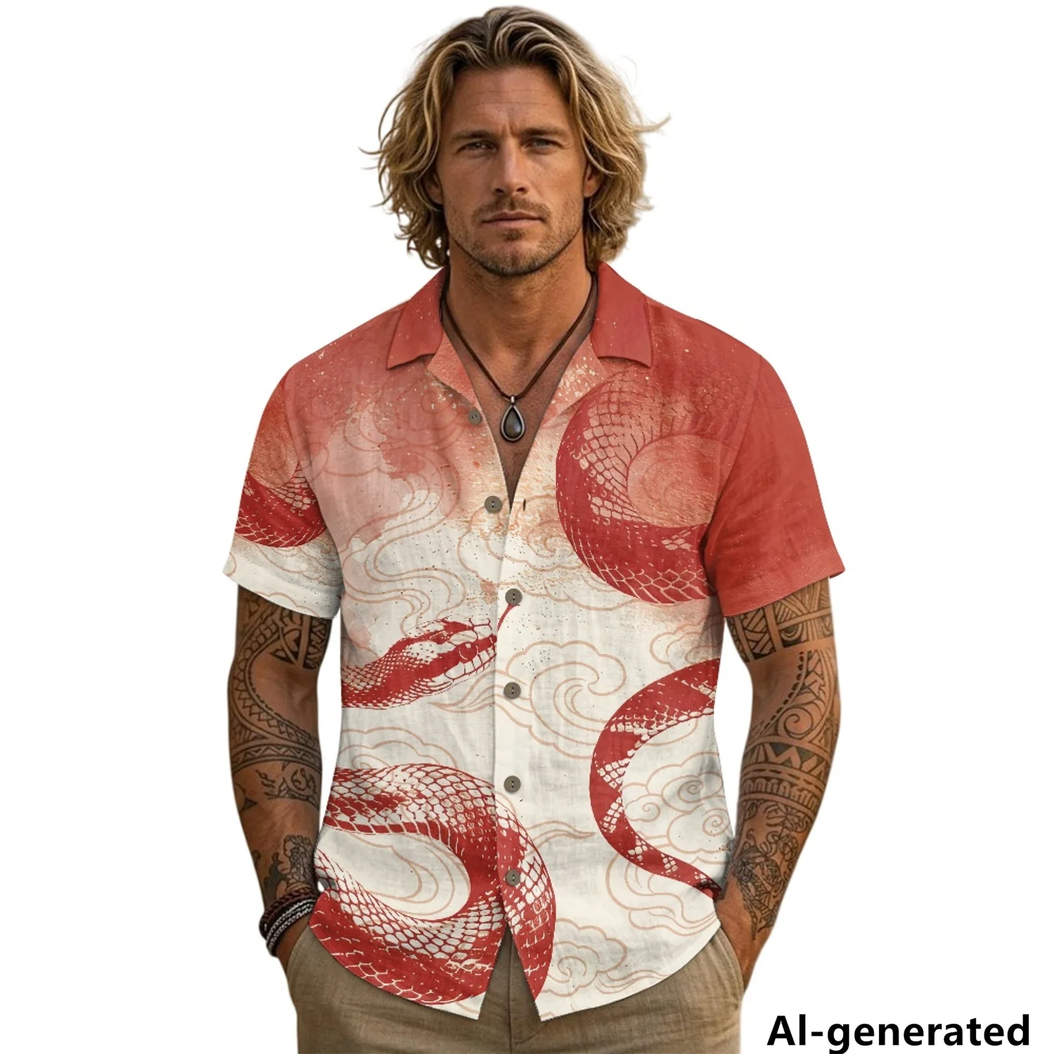 XIXIRIMIDO New Men's Casual linen short-sleeved shirt Trendy Breathable Loose Summer  Turn-down collar  Lightweight Button Shirt