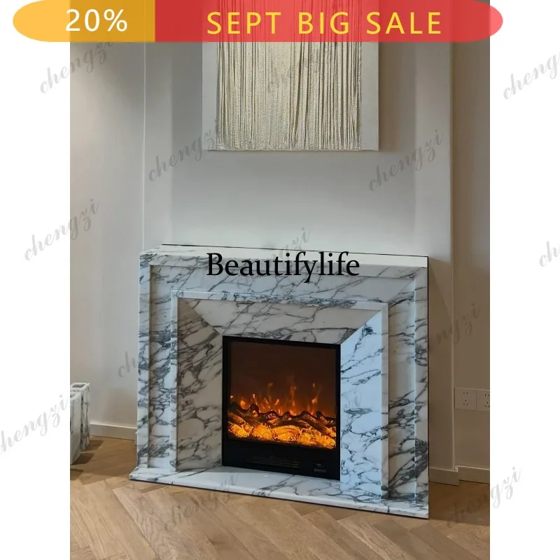 B178 Natural stone fireplace French living room American white marble fireplace decoration