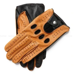 2026 Arrival Luxury Mens Genuine Leather Gloves Sheepskin Gloves Fashion Men Black Breathable Driving Gloves For Male Mittens
