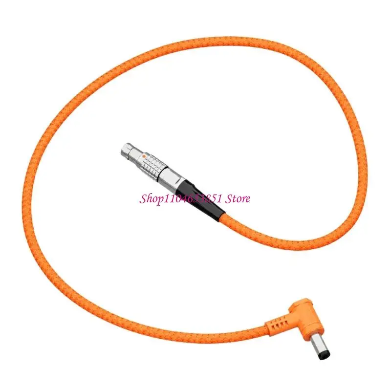 Power Conversion Cable Cord with Right-Angle DC5525 End, Orange Woven Exterior for Compatible Monitors, Wireless Video