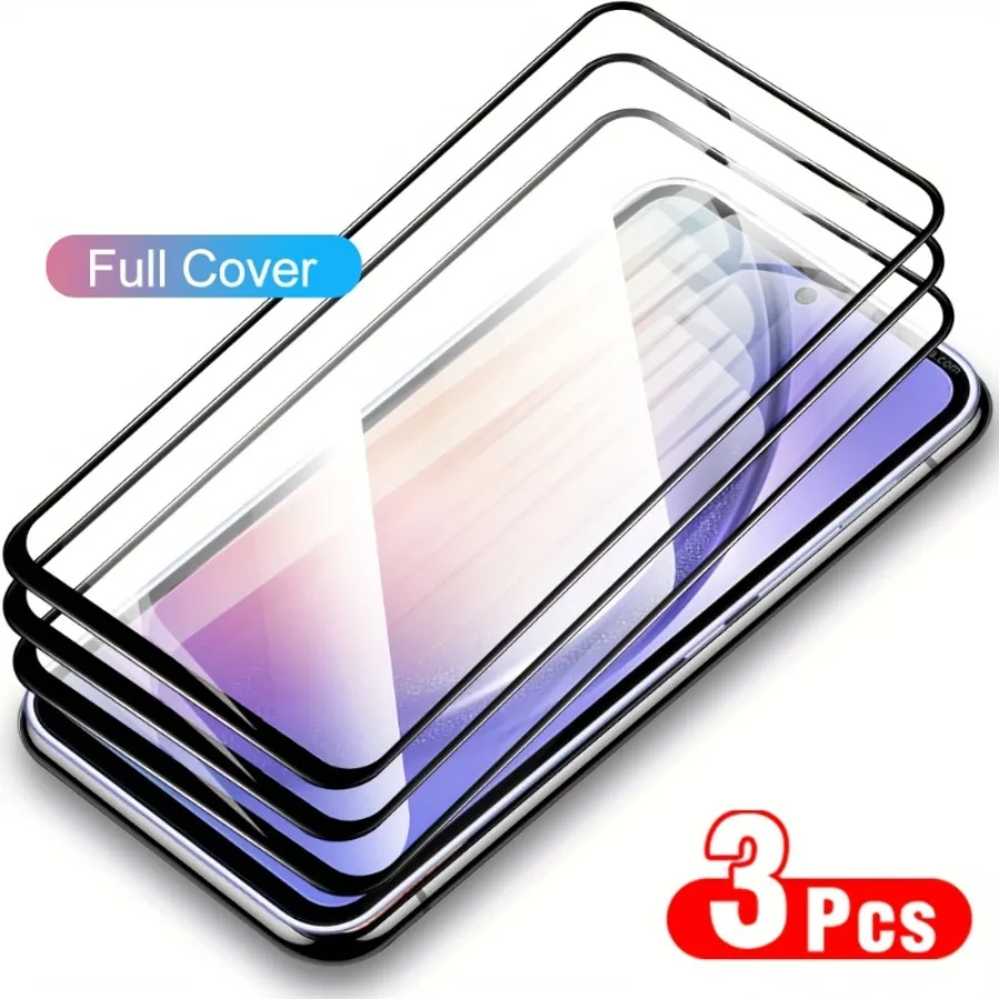 3 uds cubierta completa de vidrio templado para Samsung Galaxy A54 A74 A52S A53 Protector de pantalla para Samsung A14 A24 A34 S20FE S21FE