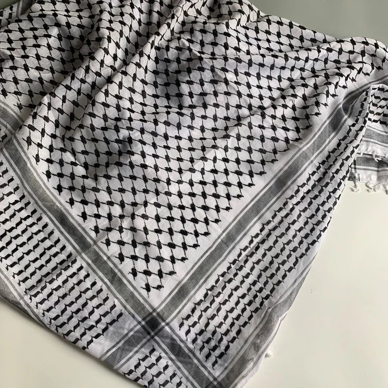 Arab Turban Muslim Keffiyeh Scarf Hijab Shemagh Desert Keffiyeh Fashion Military for Head Neck Scarf White Arab