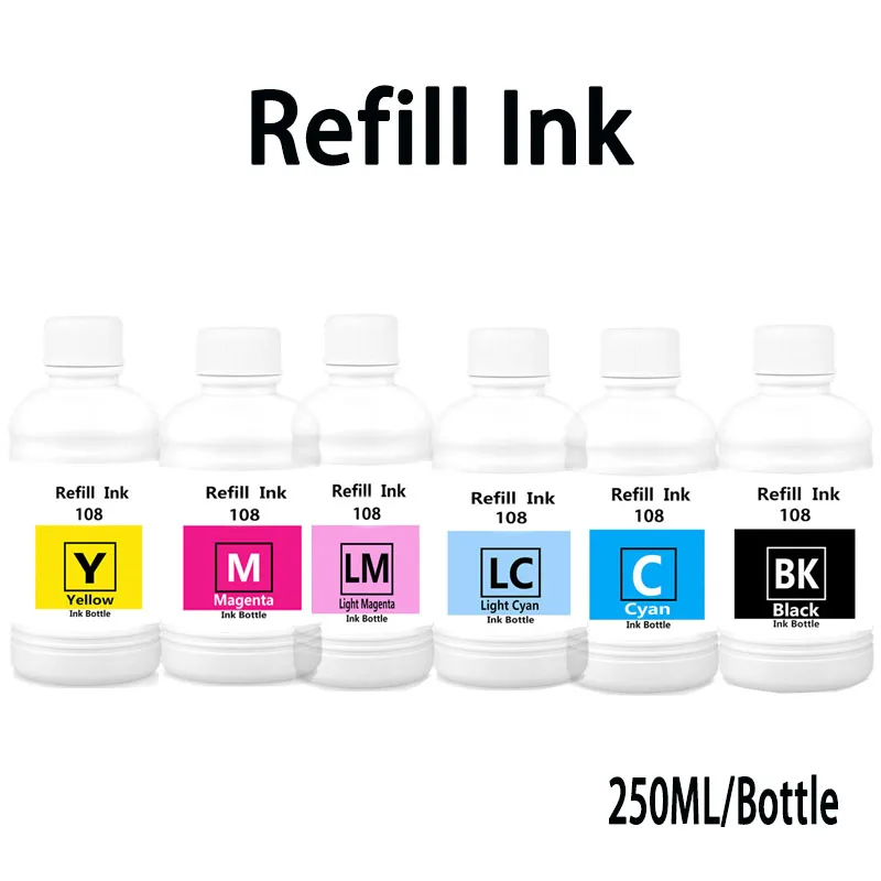 

250ml 107 108 Ink Bottle Refill Dye Ink For Epson L8050 L8058 L18050 L18058 ET-18100 Printer