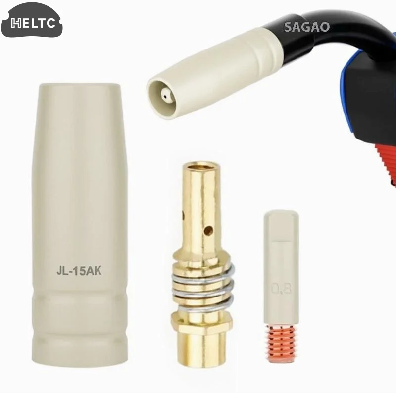 3PC Aluminum Copper MB-15Ak Mig New Coating Ceramic Non-stick Welding Slag Conductive Protective Nozzle European Shielded Access