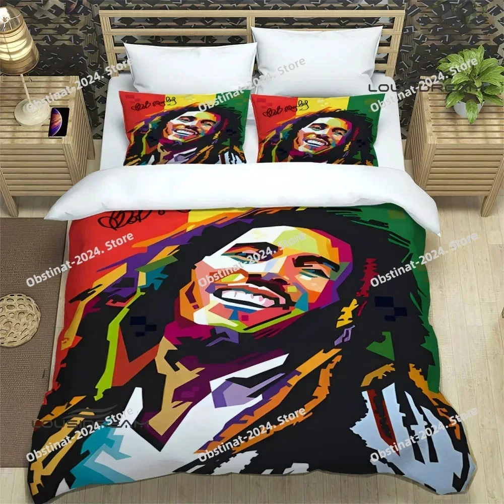 

Bob Marley Lion Maple Leaf Bedding Set Printed single Comforter Quilt Bed Cover Duvet Cover Pillow Case 3 Pieces Kids Adult Size