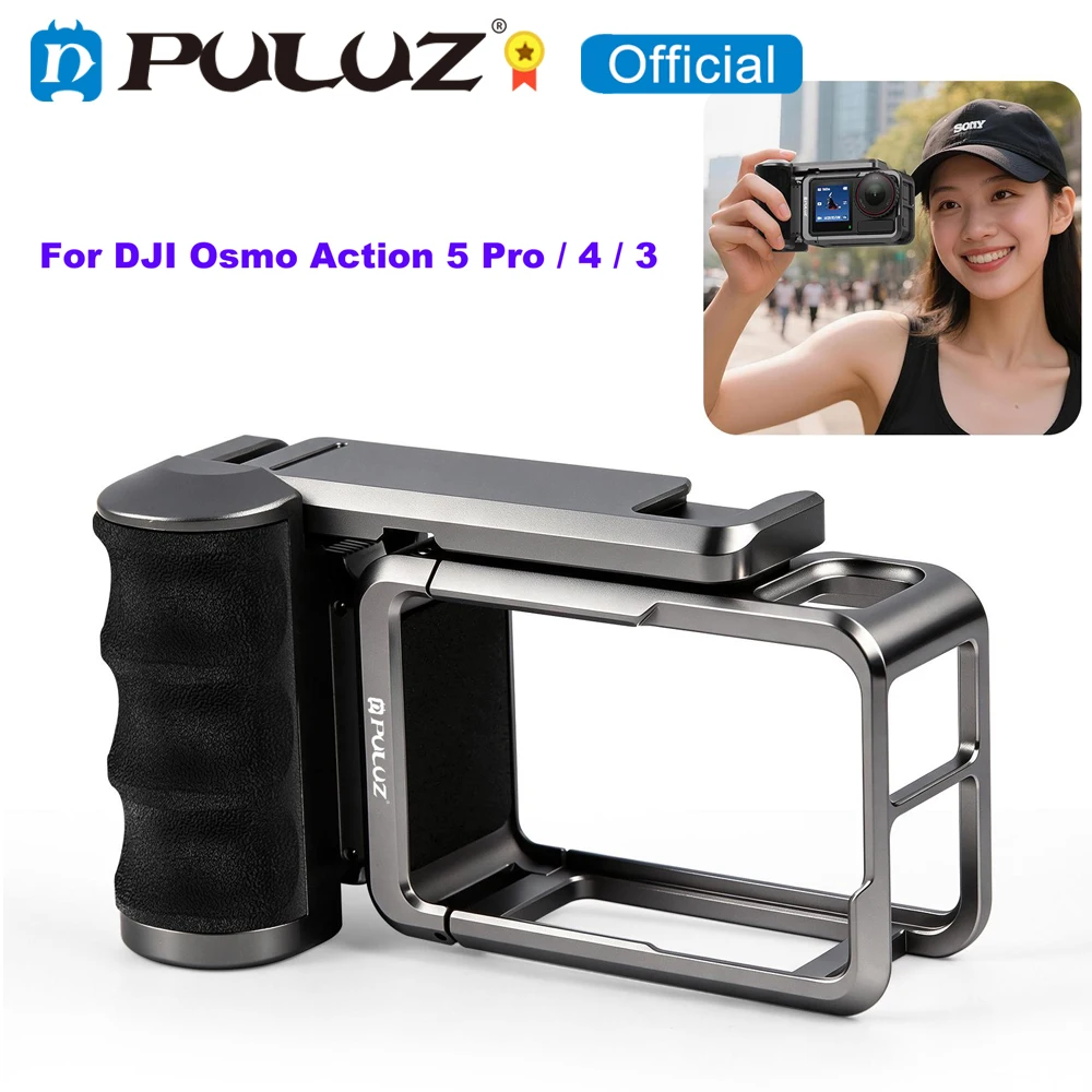 Image of PULUZ Kamerakäfig aus Metall für DJI Osmo Action 5 Pro / Action 4 / Action 3, Action-Kamera-Erweiterungsadapter mit Griff