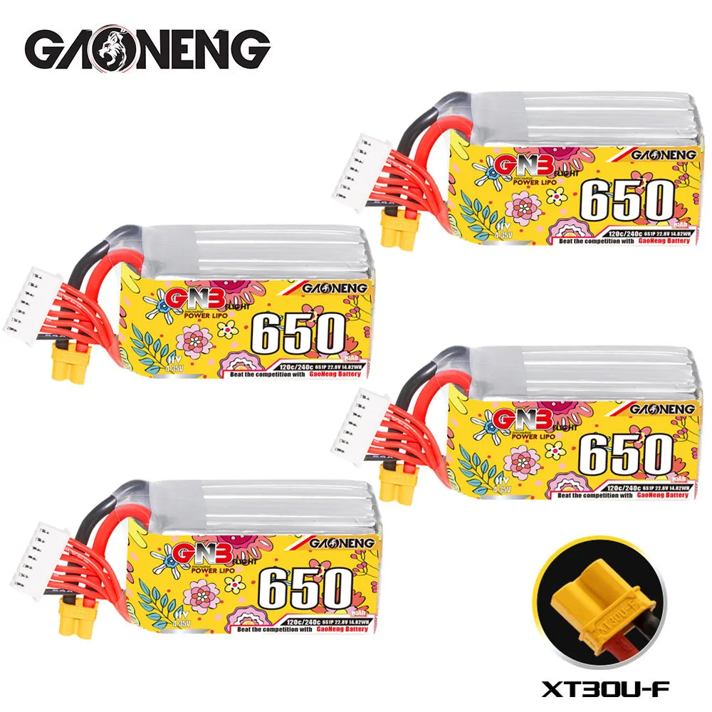 

GNB 22.8v Rechargeable Battery 650mAh For RC Helicopter Quadcopter FPV Racing Drone Spare Parts 120c/240c 6s Lipo Battery