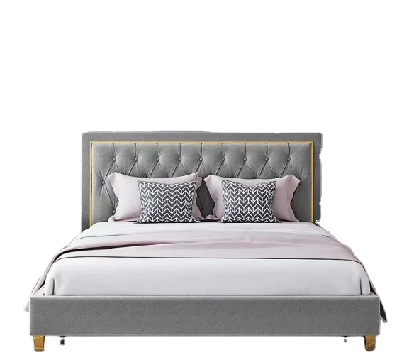 For Titanium Gold Brushed Snake Pattern Leather Solid Wood Sponge Stainless Steel Feet Frosted Microfiber Leather Double Bed