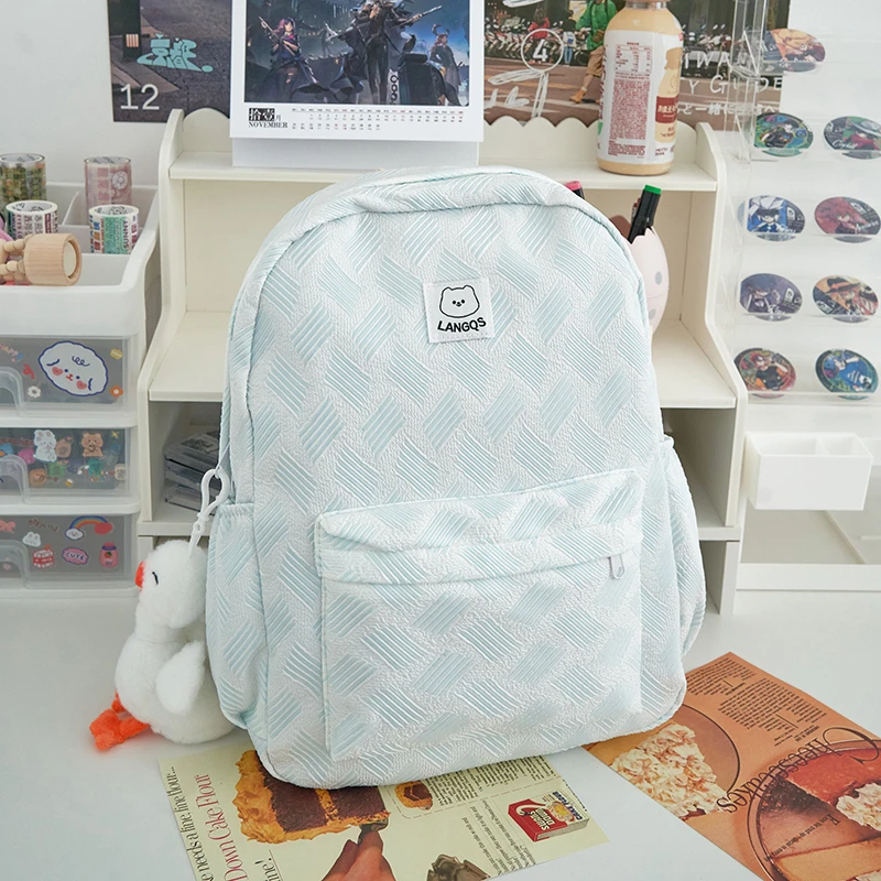 School Bags For Girls Solid Junior High School Student Schoolbag Korean Version Laptop Backpack Women Boys